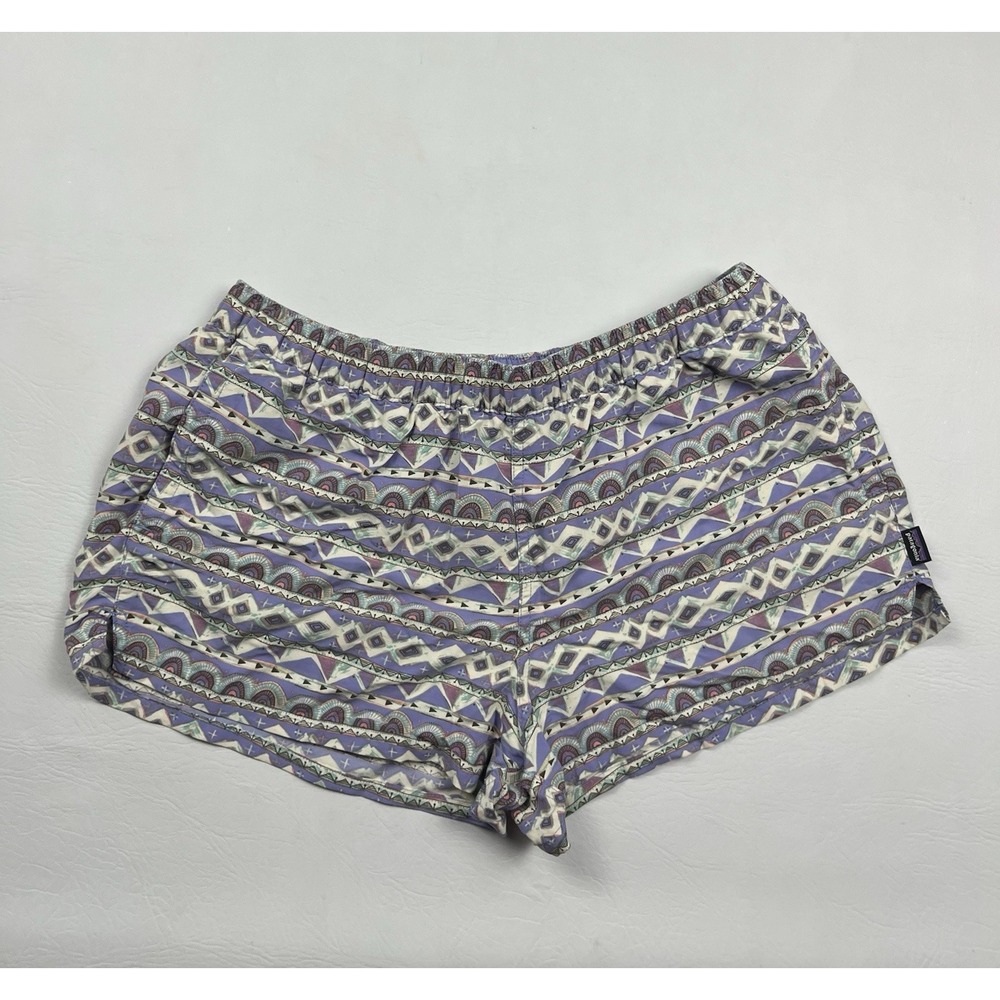 Patagonia Barely Baggies Shorts Womens Large Purple Aztec Geometric Performance